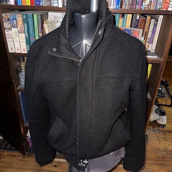 Gap wool business casual S professional black bomber coat - Picture 1 of 4